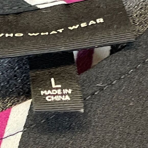 Who What Wear Jumpsuit Women's Black Purple Large Striped Long Sleeve Wide Leg - Picture 3 of 16